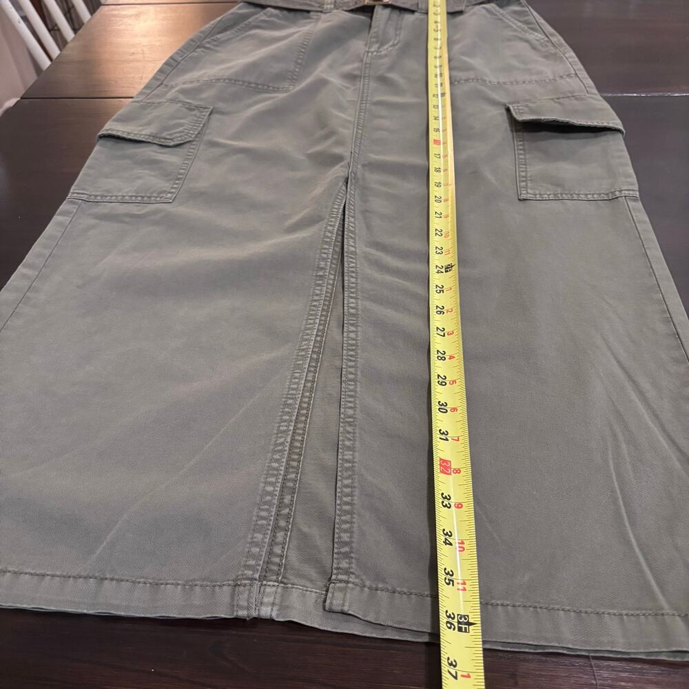 Utility Y2K Gorpcore Belted Cargo Olive Green Khaki Midi Skirt Sz6 Fairy Grunge - Picture 5 of 6